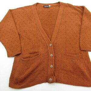 Eileen Fisher Buttton Up Cardigan Womens Size 2 Cotton Silk Brown LS Sweater